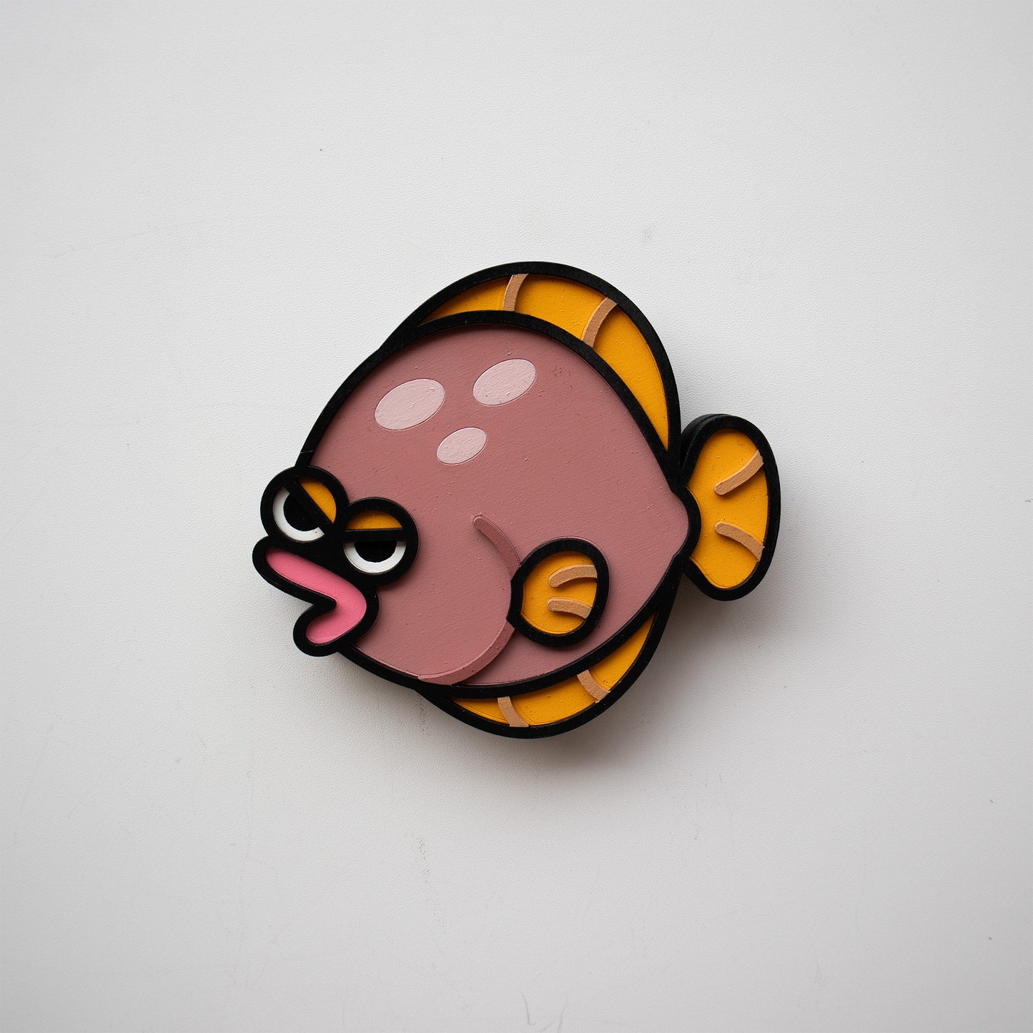 Chibi Flat Fish Wood Figurine