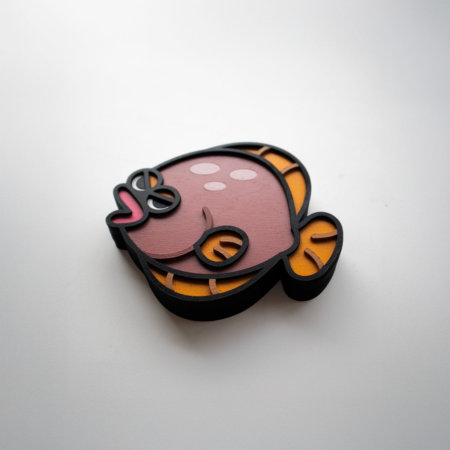 Chibi Flat Fish Wood Figurine