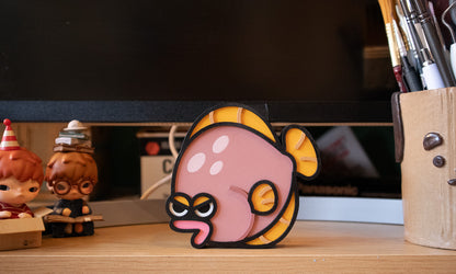 Chibi Flat Fish Wood Figurine