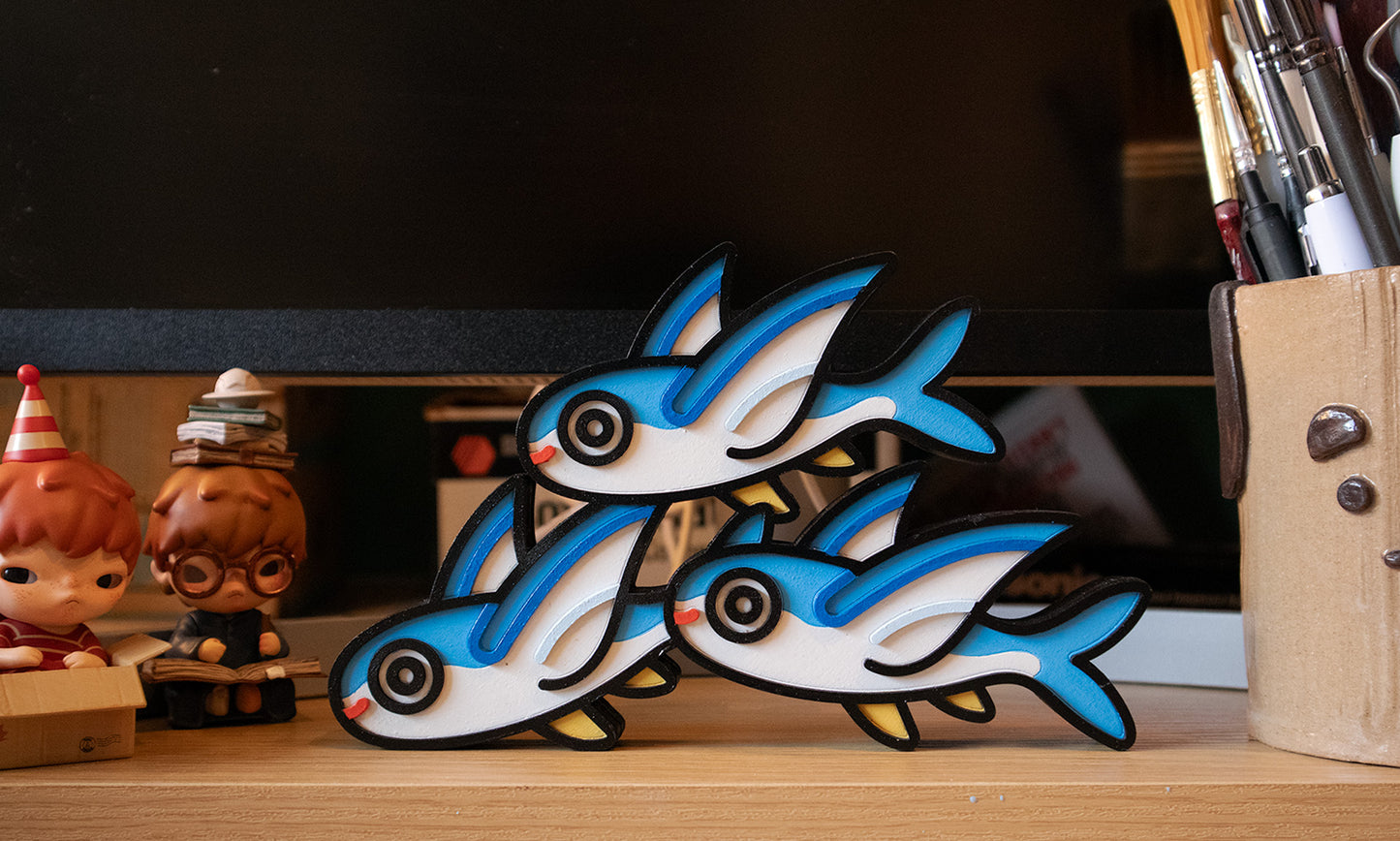 [PRE-ORDER] Chibi Flying Fish Wood Figurine